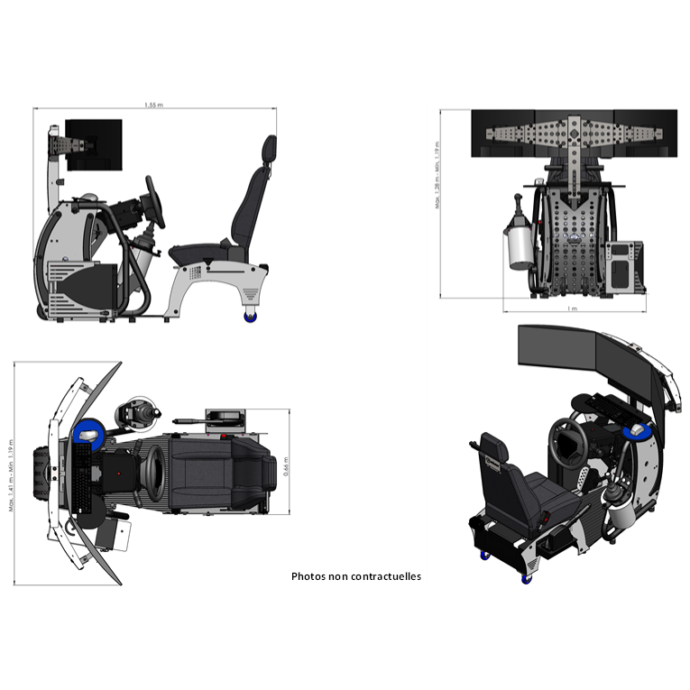schéma dimension simulateur de conduite gamme Nomad