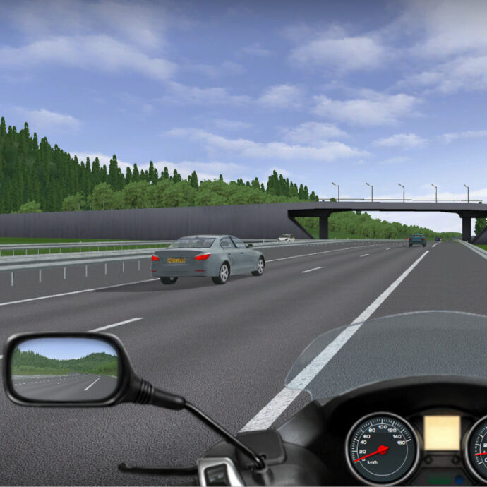 Environnement visuel et sonore simulateur de conduite deux-roues simuscoot