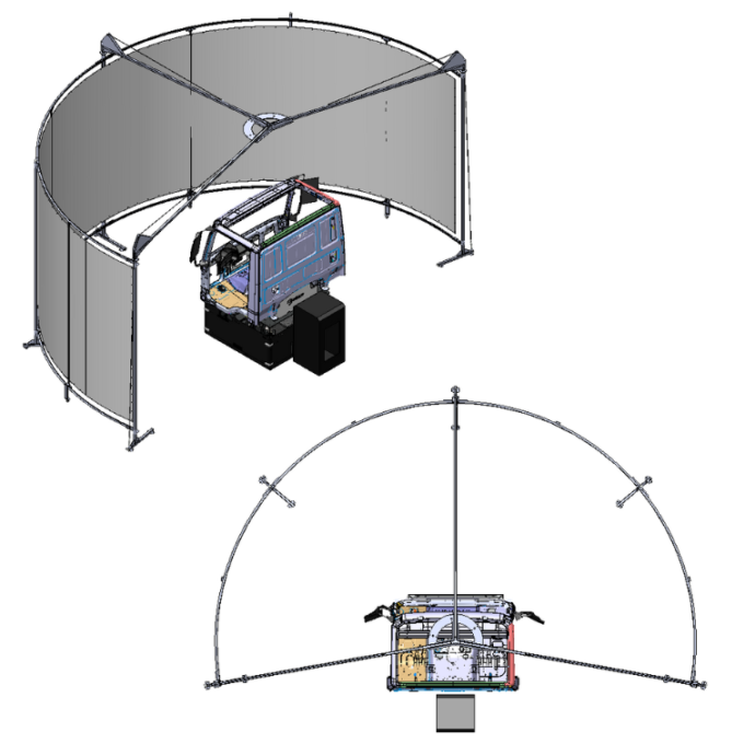 schéma dimension simulateur de conduite poids lourds gamme cabine