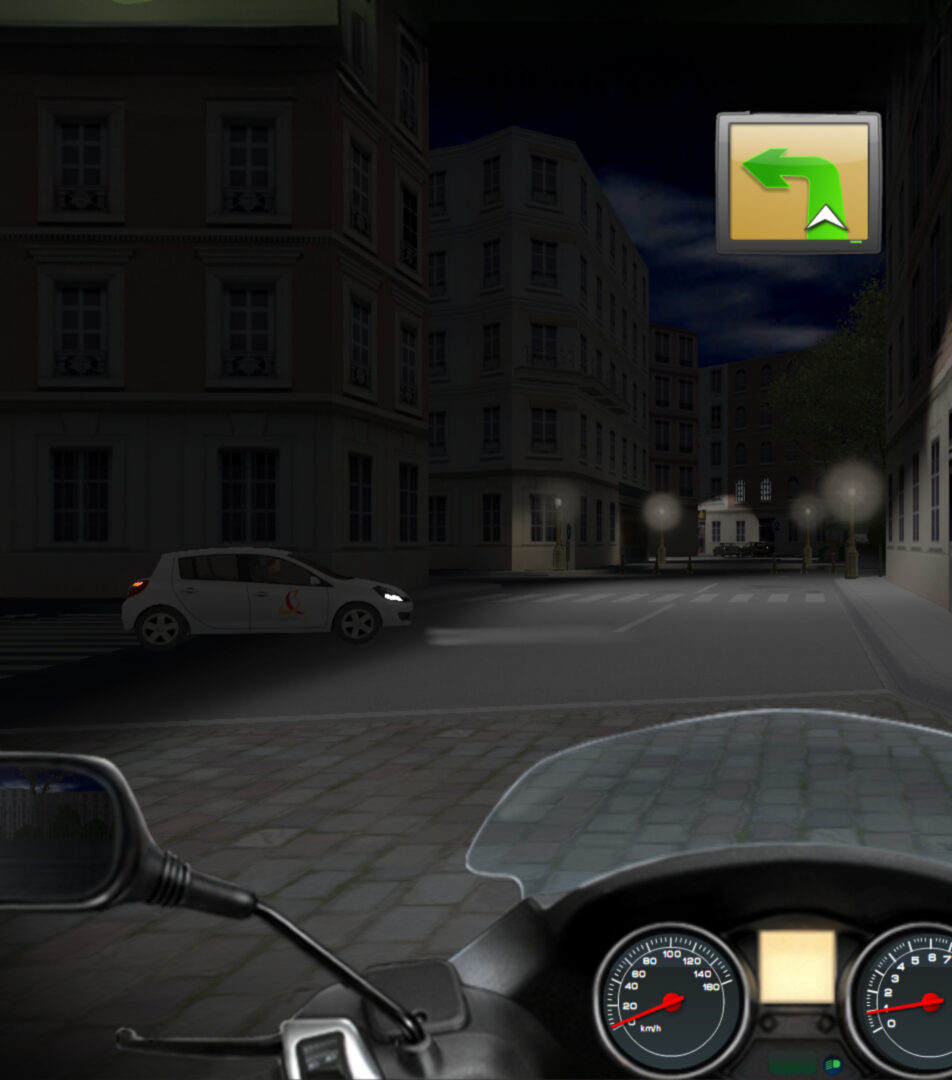 écran du simulateur de conduite simuscoot